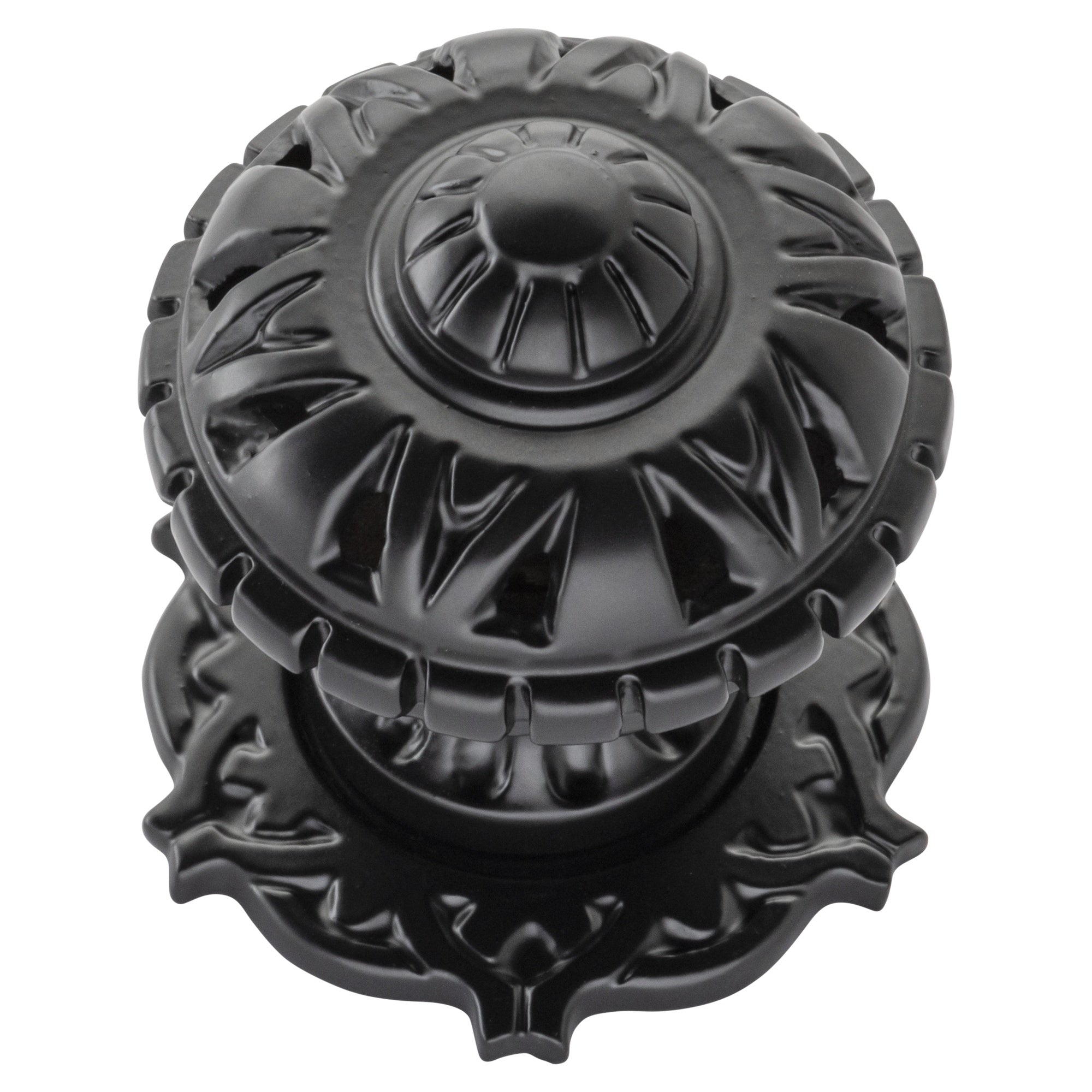 Centre Door Knob Filigree P86mm Backplate 68mm, Matt Black