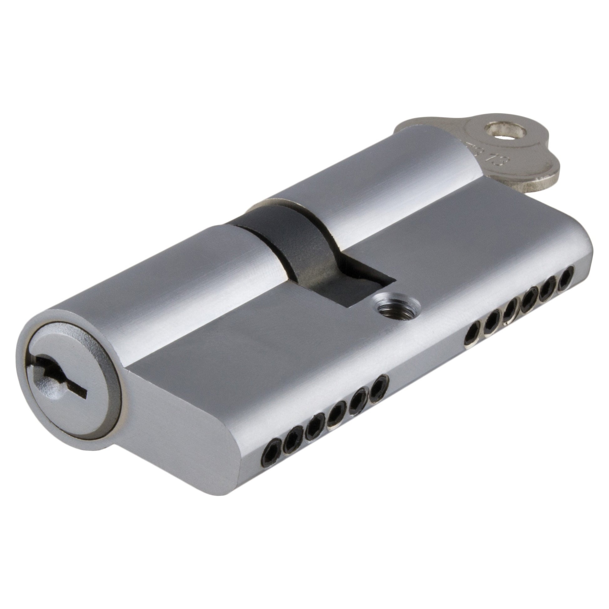 Large Double Ended Euro Cylinder (C4), Satin CH KA1EOL, Satin Chrome