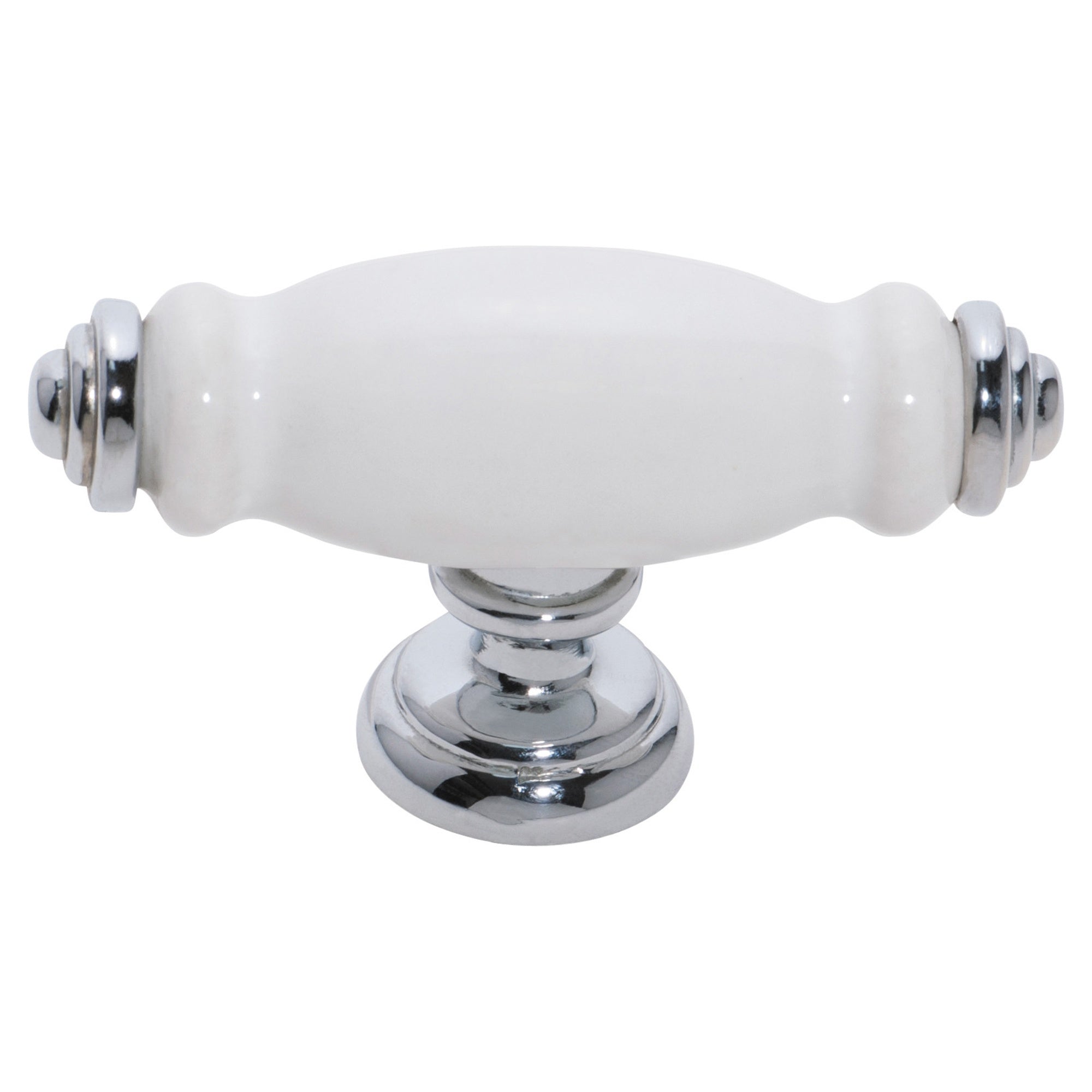 Cabinet Pull Handle White Porcelain Chrome Plated