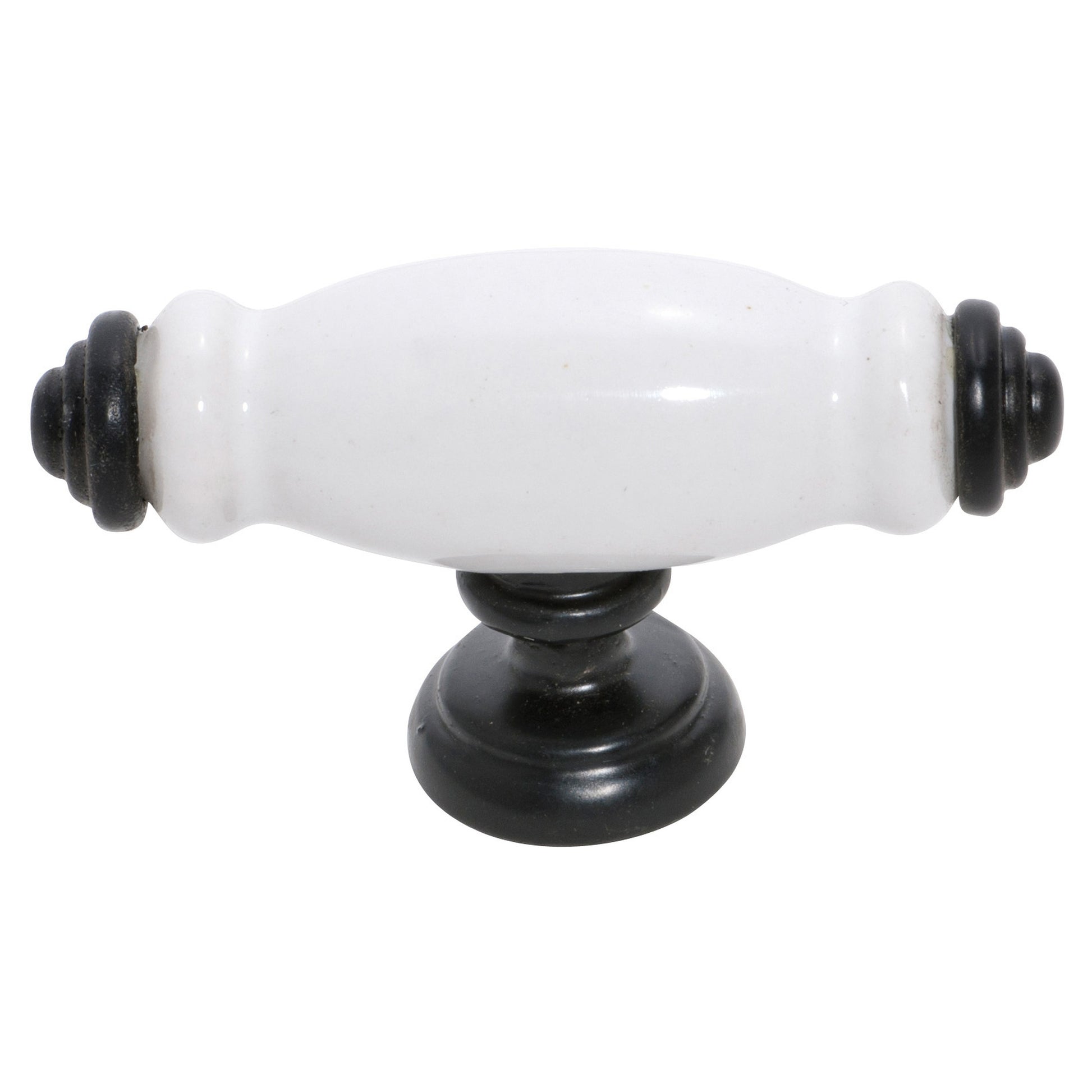 Cabinet Pull Handle White Porcelain, Matt Black