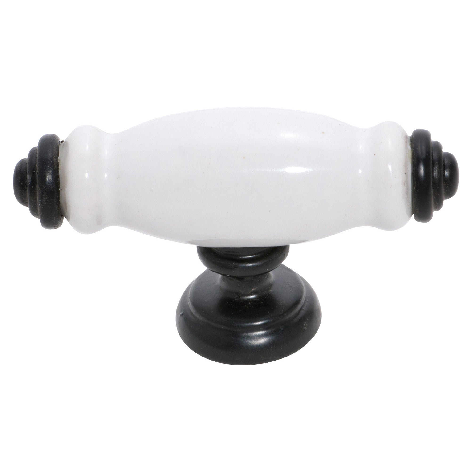 Cabinet Pull Handle White Porcelain, Matt Black
