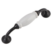Cabinet Pull Handle White Porcelain CTC128mm, Matt Black