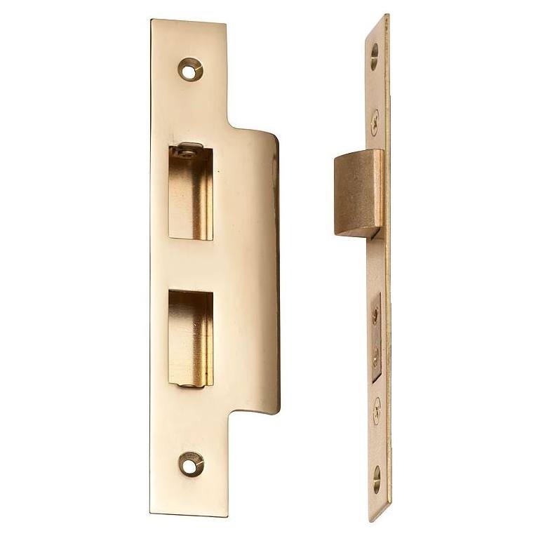 Standard Lock Face Plate & Striker Kit, Polished Brass