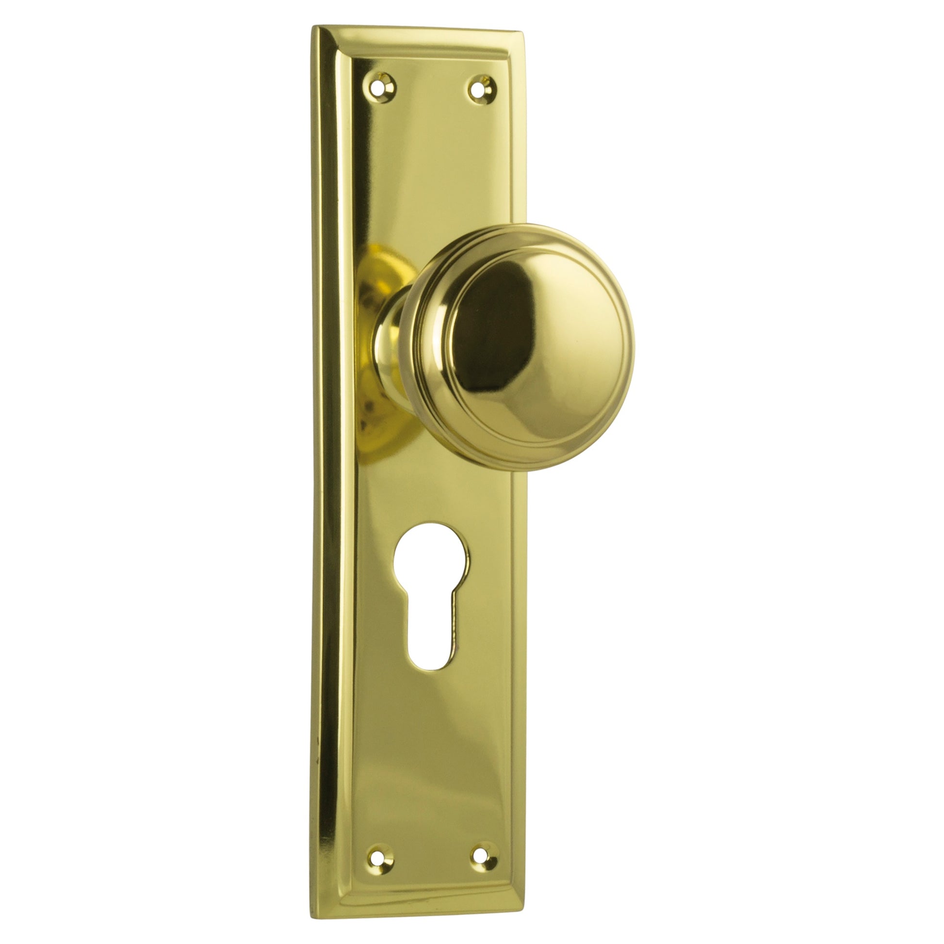 Milton Knob Long Backplate, Unlacquered Polished Brass