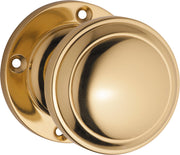 Milton Knob on Rose Set, Unlacquered Polished Brass