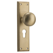 Milton Knob Long Backplate, Unlacquered Satin Brass
