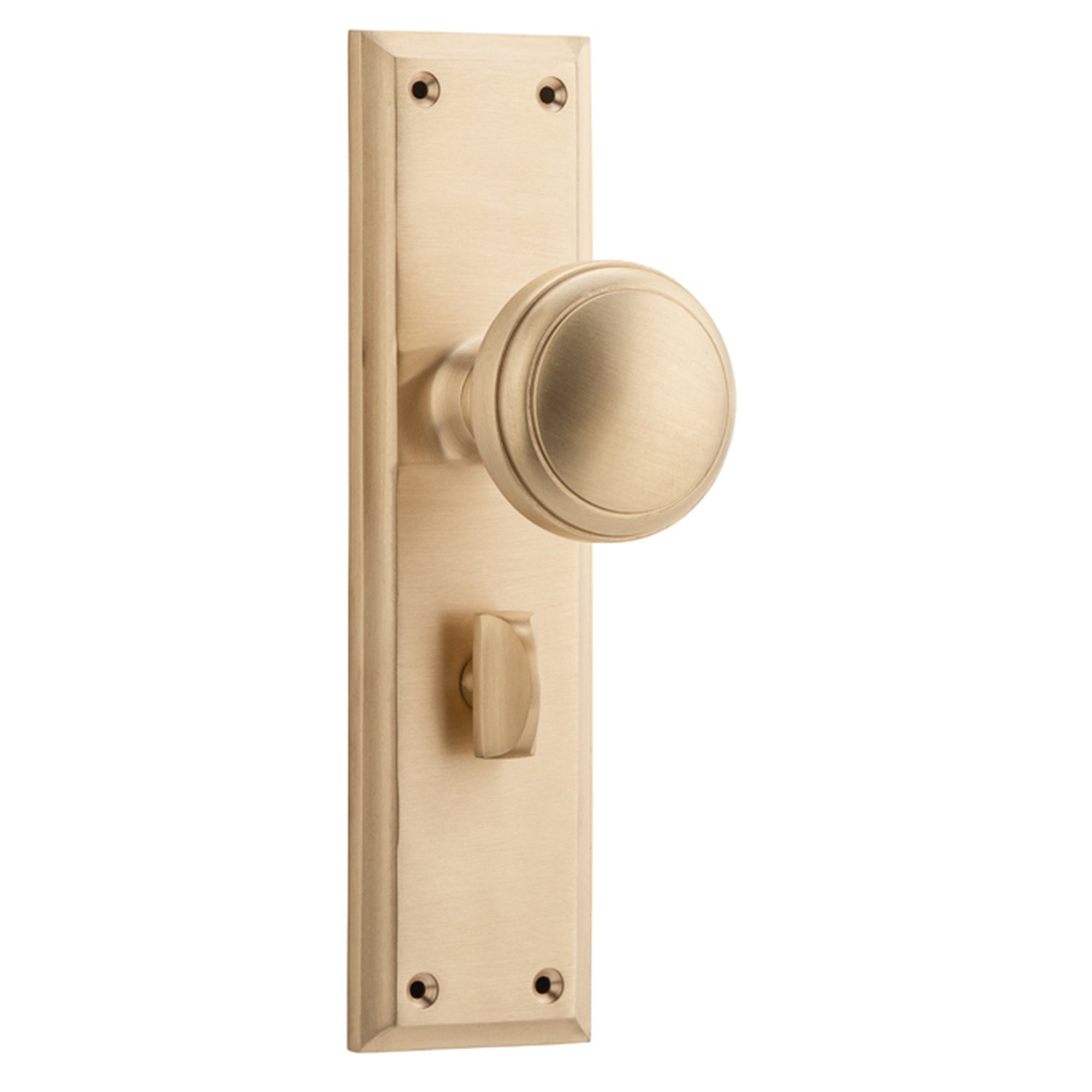 Milton Knob Long Backplate, Unlacquered Satin Brass