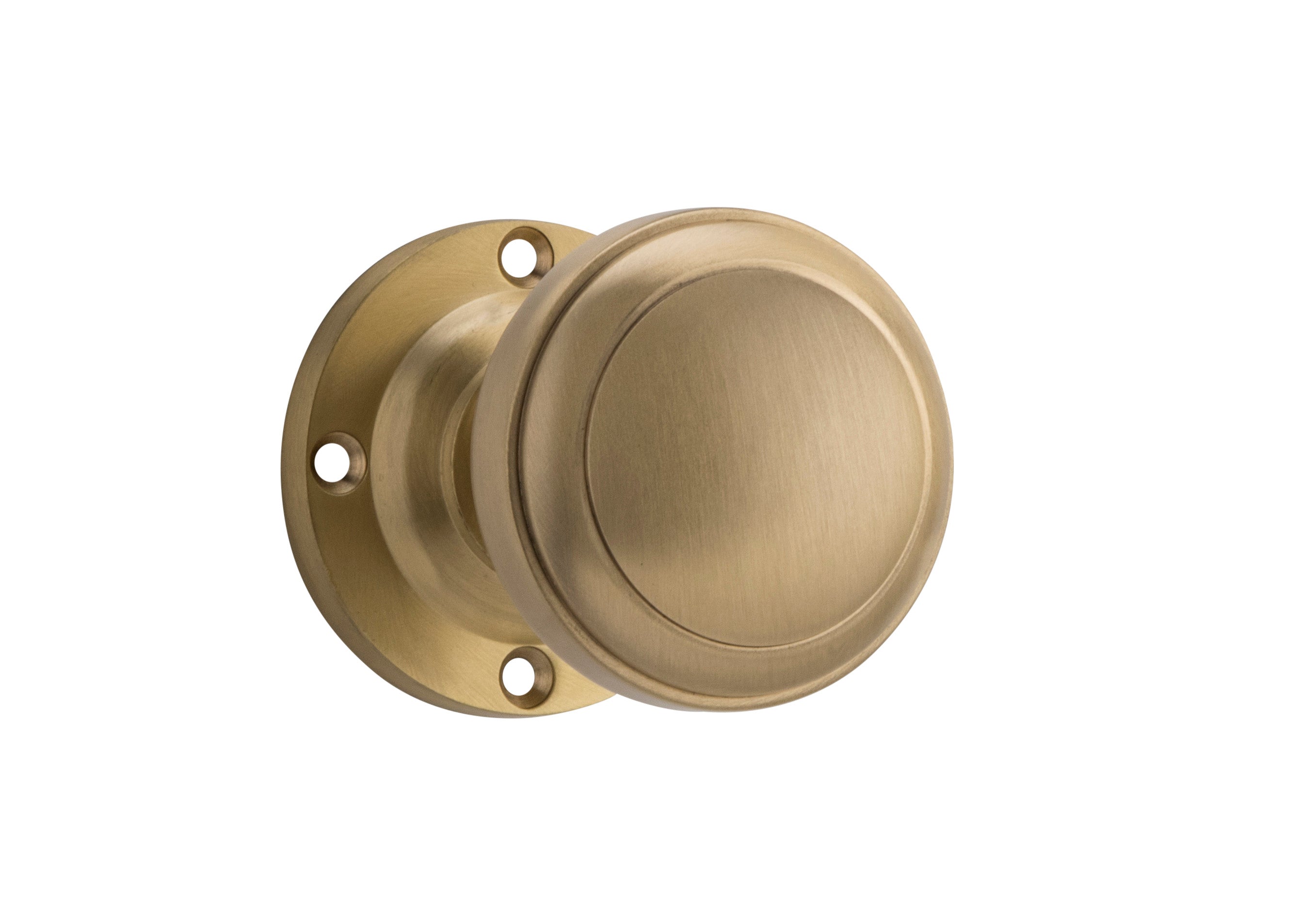 Milton Knob on Rose Set, Unlacquered Satin Brass