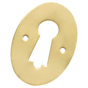 Escutcheon Pressed Unlacquered Polished Brass, Unlacquered Satin Brass