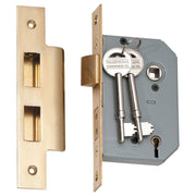 New 5 Lever Mortice Lock (46mm Backset), Pol Brass