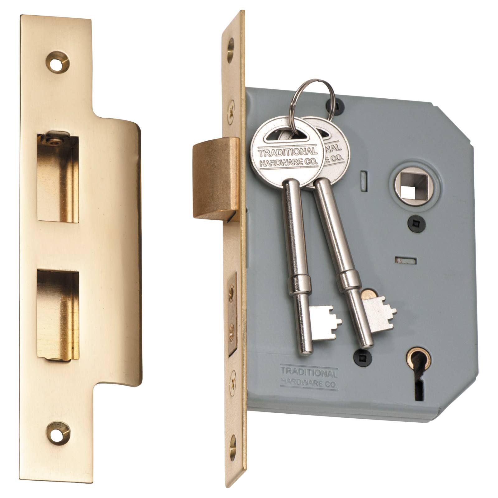 New 5 Lever Mortice Lock (57mm Backset), Pol Brass