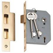 New 5 Lever Mortice Lock (57mm Backset), Pol Brass