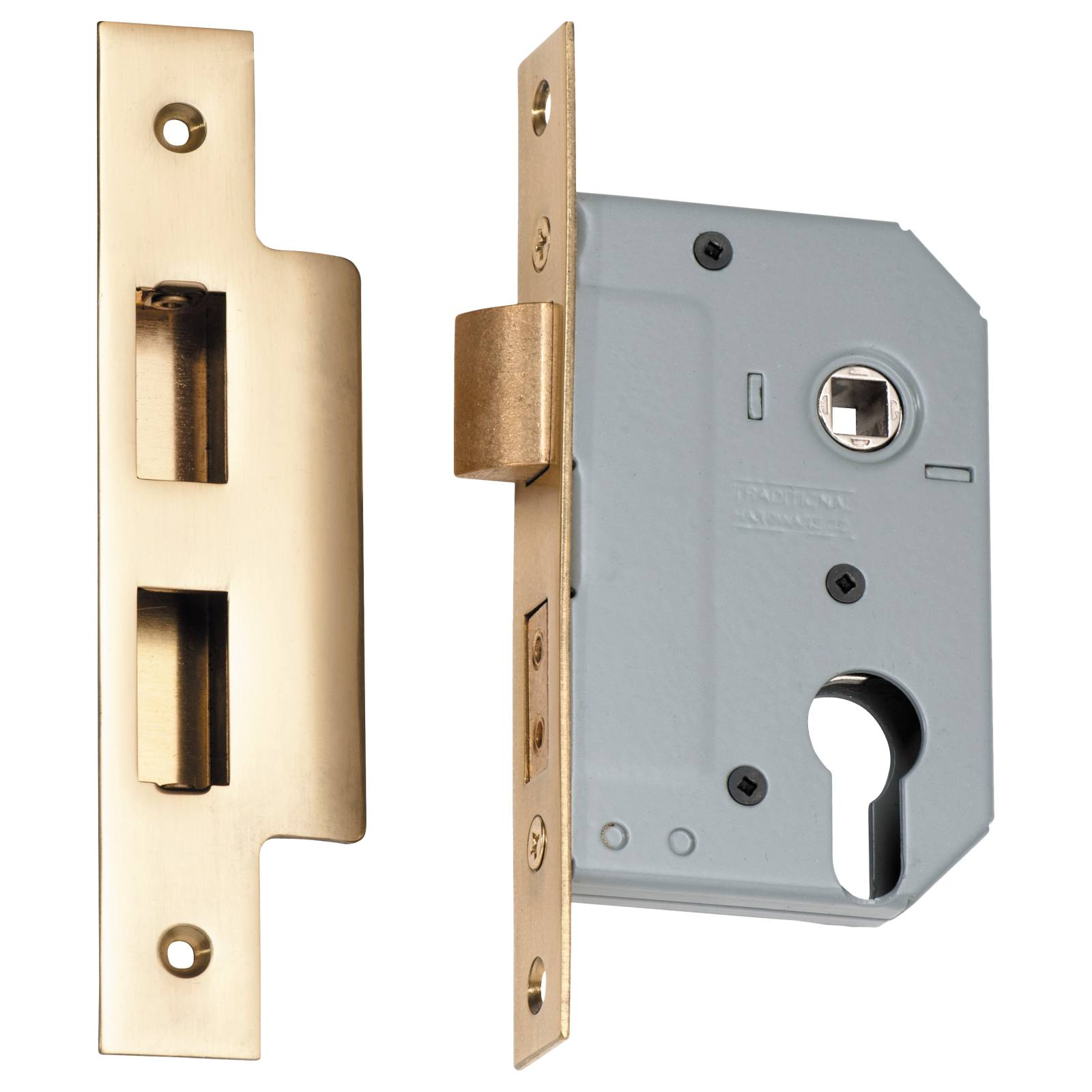 New 5 Euro Lever Lock (46mm Backset), Pol Brass
