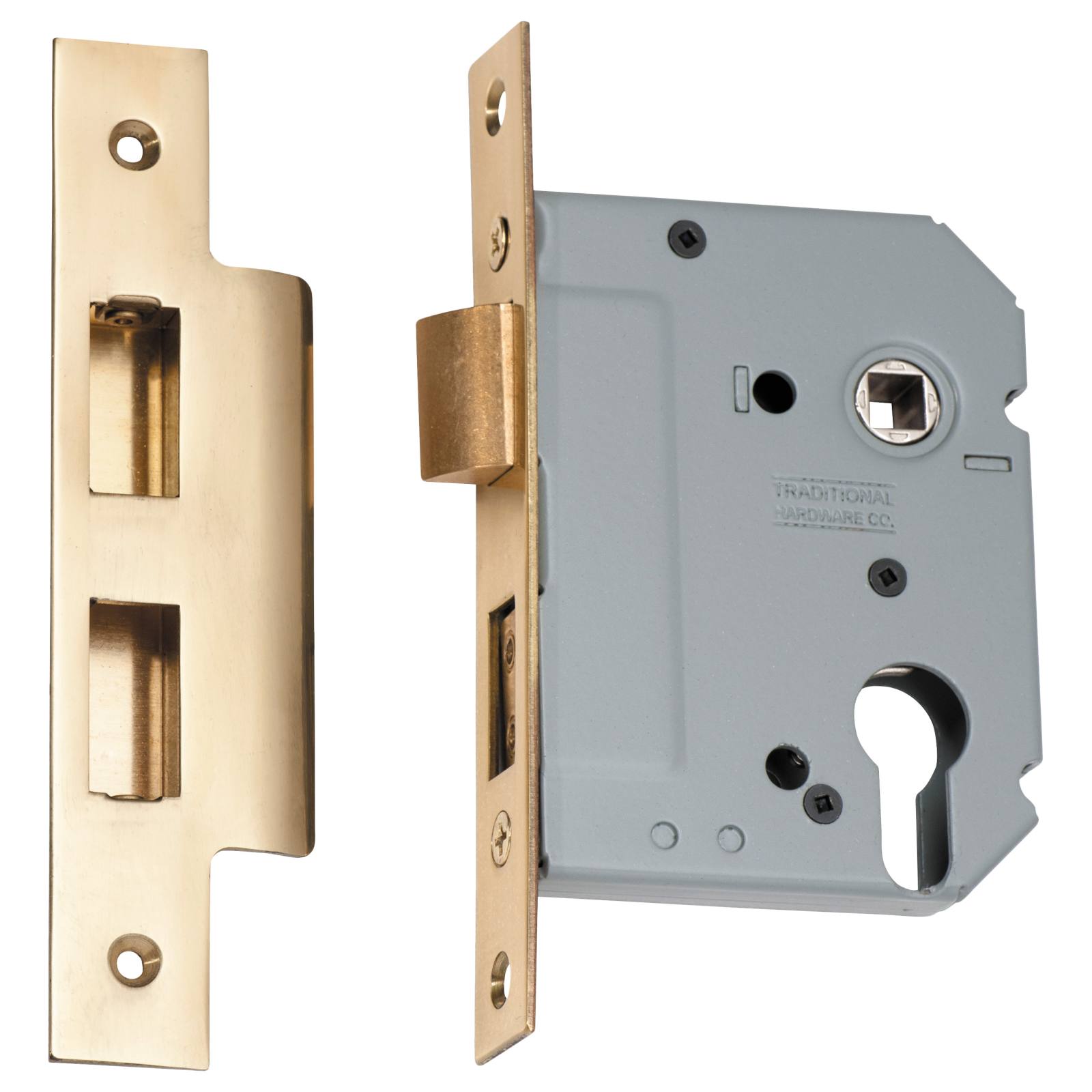 New 5 Euro Lever Lock (57mm Backset), Pol Brass