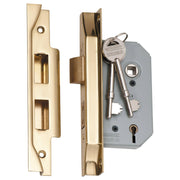 Rebated 5 Euro Lever Lock (46mm Backset), P. Brass