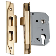 Mortice Lock Euro Rebated PB CTC47.5mm BS 57mm, Polished Brass