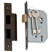 New 5 Lever Mortice Lock (46mm Backset), Atq Brass