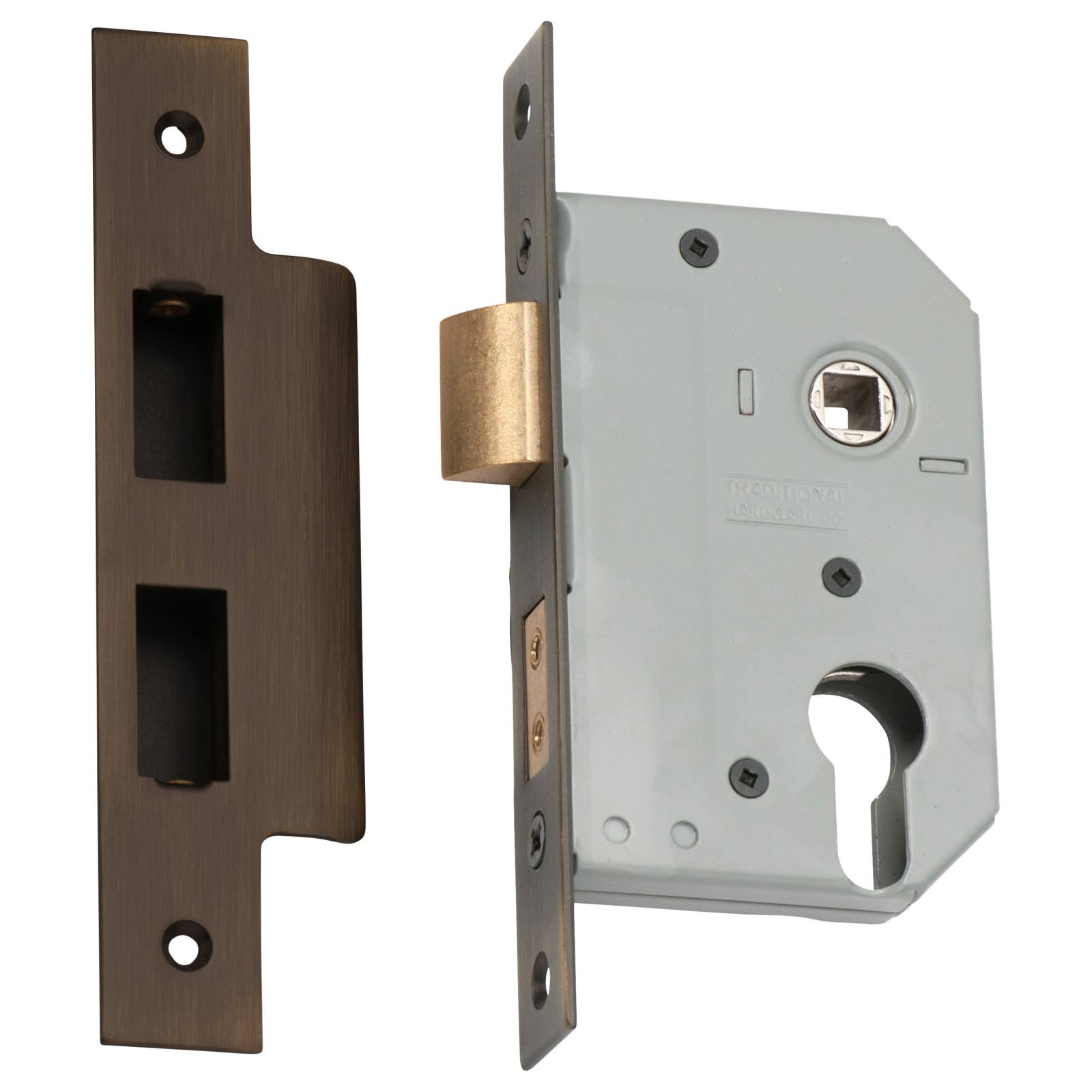 New 5 Euro Lever Lock (46mm Backset), Atq Brass