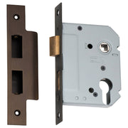 New 5 Euro Lever Lock (57mm Backset), Atq Brass