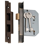 Rebated 5 Lever Mortice Lock (57mm Backset), AB