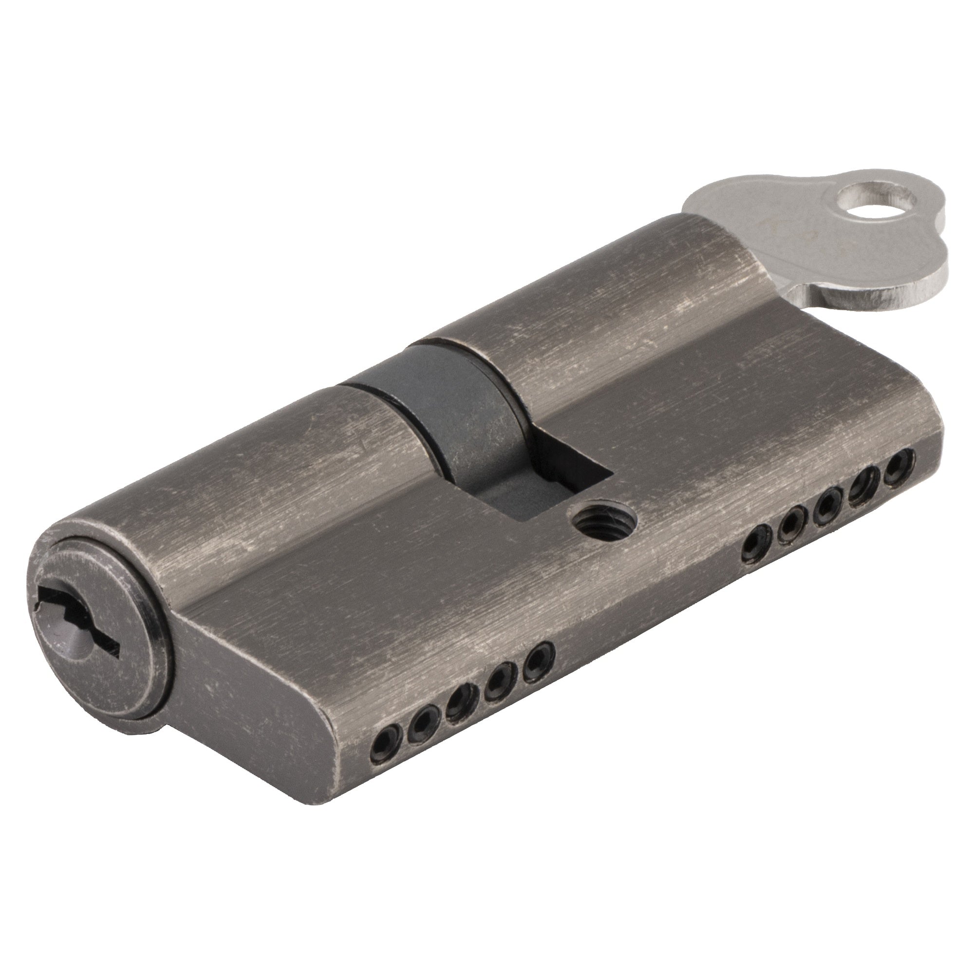 Euro Cylinder Dual Function 5 Pin Rumbled Nickel KA3, Distressed Nickel