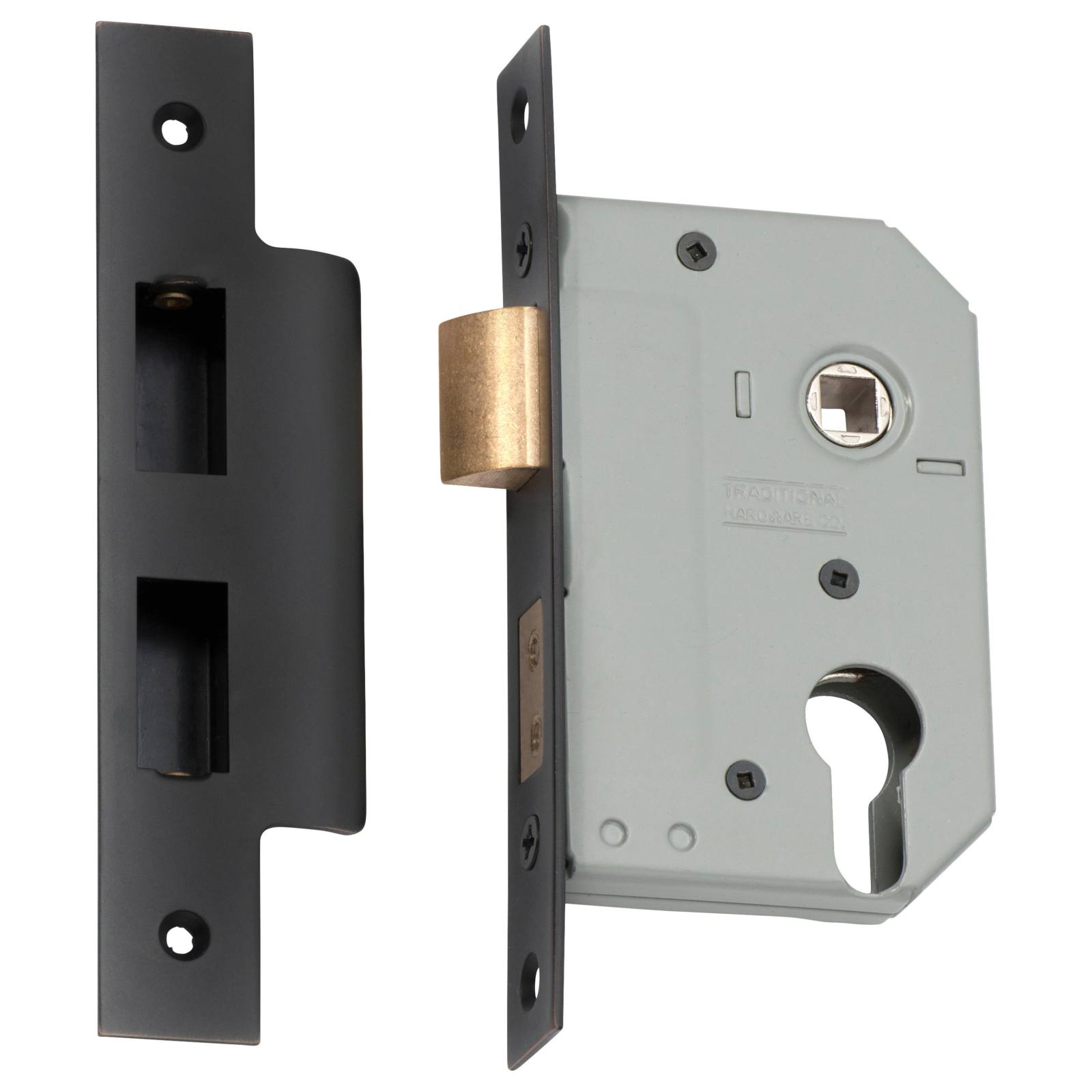 New 5 Euro Lever Lock (46mm Backset), Atq Copper