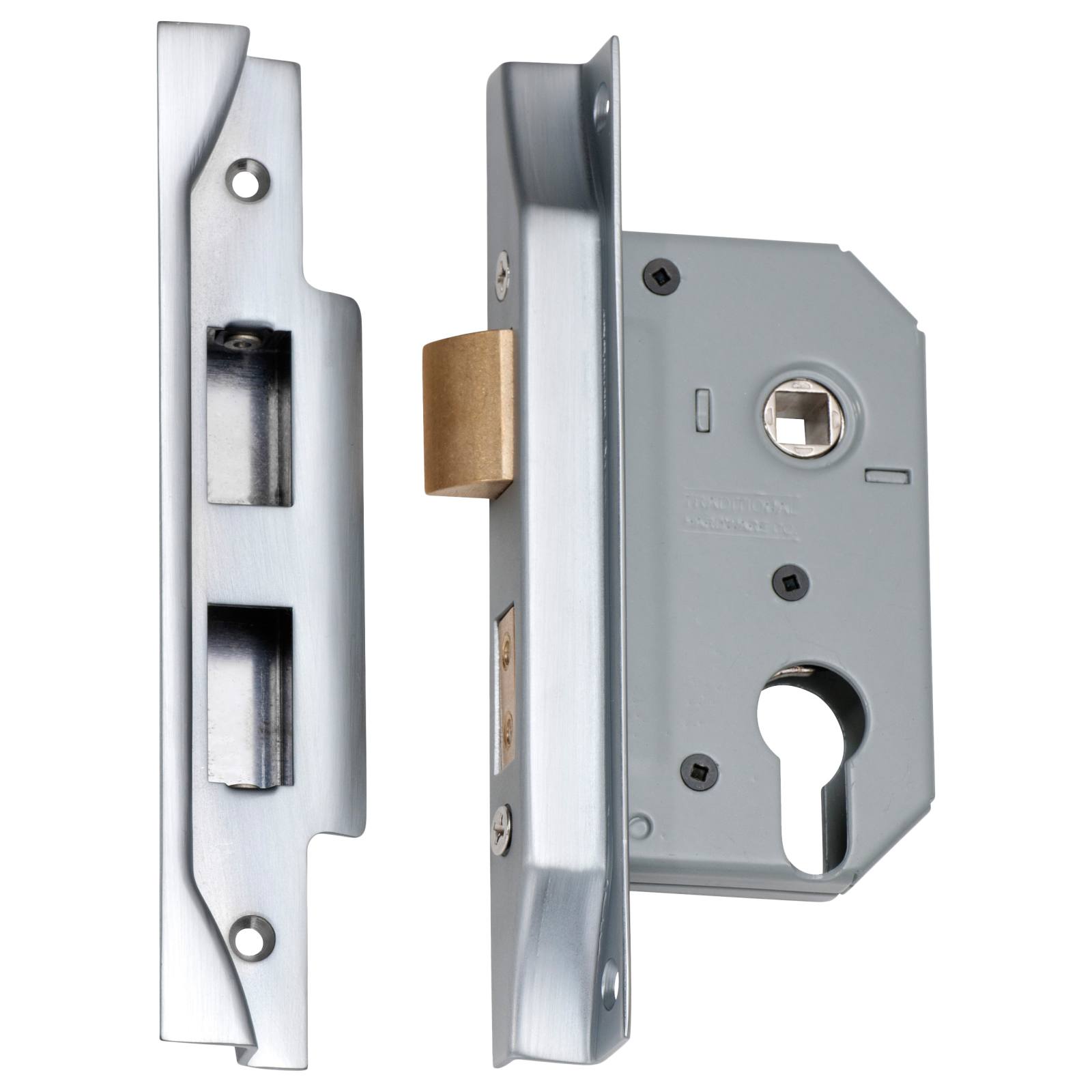 Rebated 5 Euro Lever Lock (46mm BS), Satin Chrome