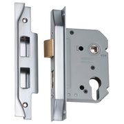 Rebated 5 Euro Lever Lock (57mm Backset), Satin CH