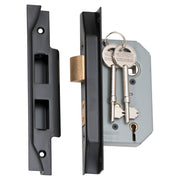 Mortice Lock 5 Lever Rebated MB CTC57mm BS 46mm, Matte Black