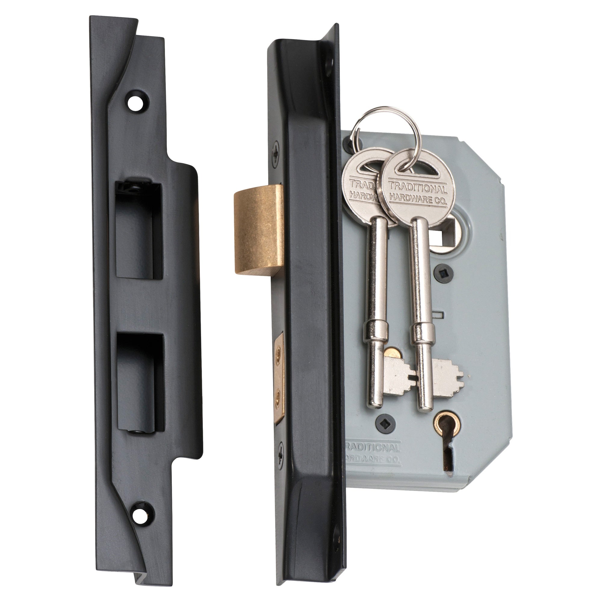 Mortice Lock 5 Lever Rebated MB CTC57mm BS 46mm, Matte Black