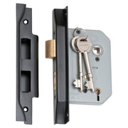 Mortice Lock 5 Lever Rebated MB CTC57mm BS 57mm, Matte Black