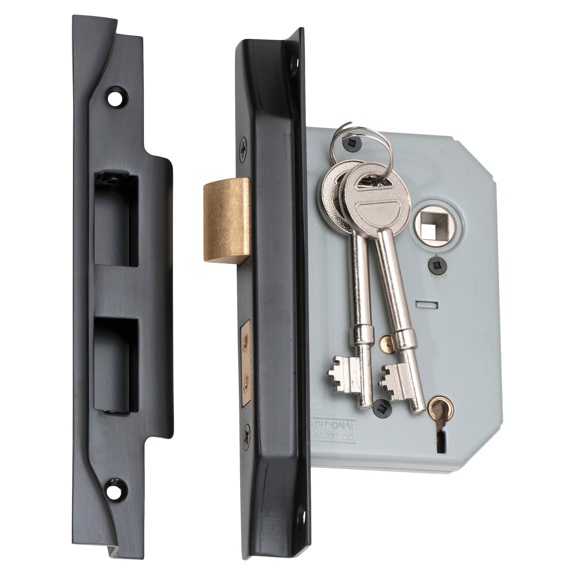 Mortice Lock 5 Lever Rebated MB CTC57mm BS 57mm, Matte Black