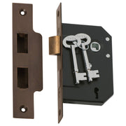 3 Lever Mortice Lock (44mm Backset), Antique Brass