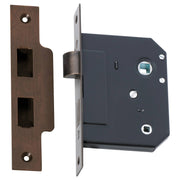 3 Lever Bathroom Lock (57mm Backset), Atq Brass