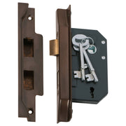 3 Lever Rebated Lock (44mm Backset), Antique Brass