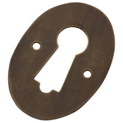 Pressed Oval Door Escutcheon, Antique Brass