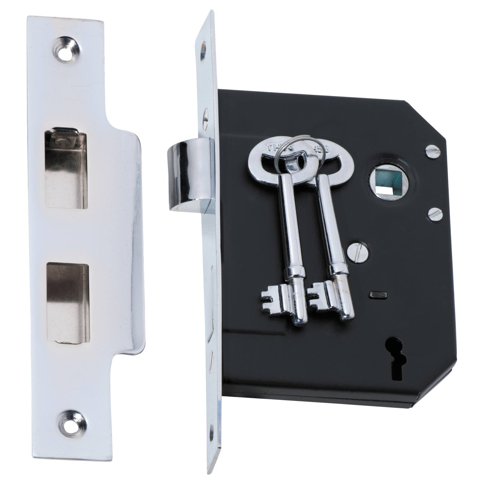 3 Lever Mortice Lock (57mm Backset), Chrome