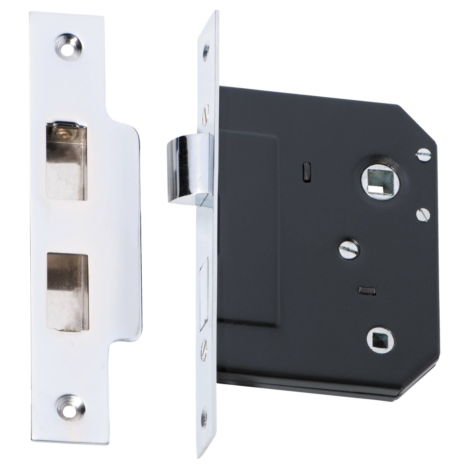 3 Lever Bathroom Lock (44mm Backset), Chrome