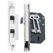 3 Lever Rebated Lock (44mm Backset), Chrome