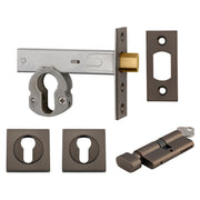 Mortice Deadbolt Euro Backset 60mm Key/Thumb Escutcheon Square Kit, Signature Brass