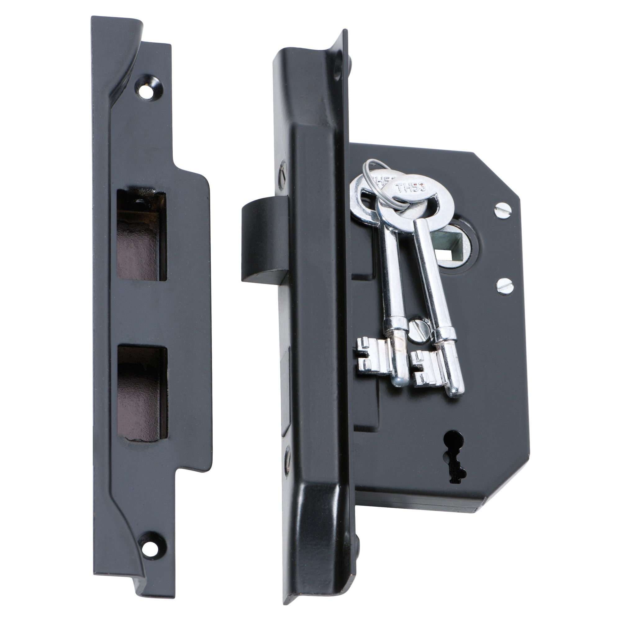Mortice Lock 3 Lever Rebated MB CTC57mm BS 44mm, Matte Black