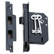 3 Lever Rebated Lock MB 57mm, Matte Black