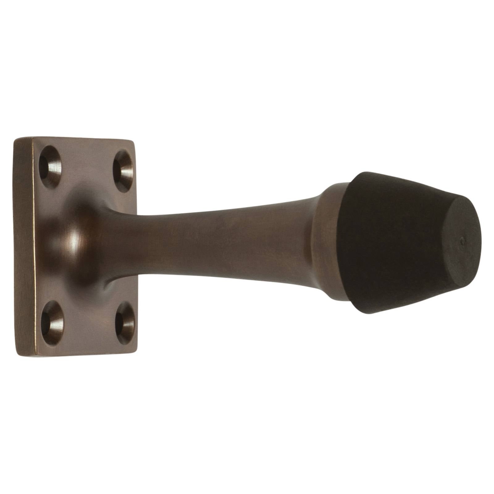 Wall Mount Door Stop w/Square Base, Antique Brass