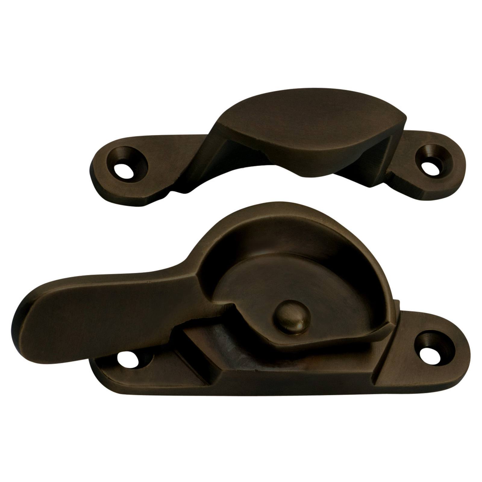 Narrow Basic Sash Fastener, Antique Brass