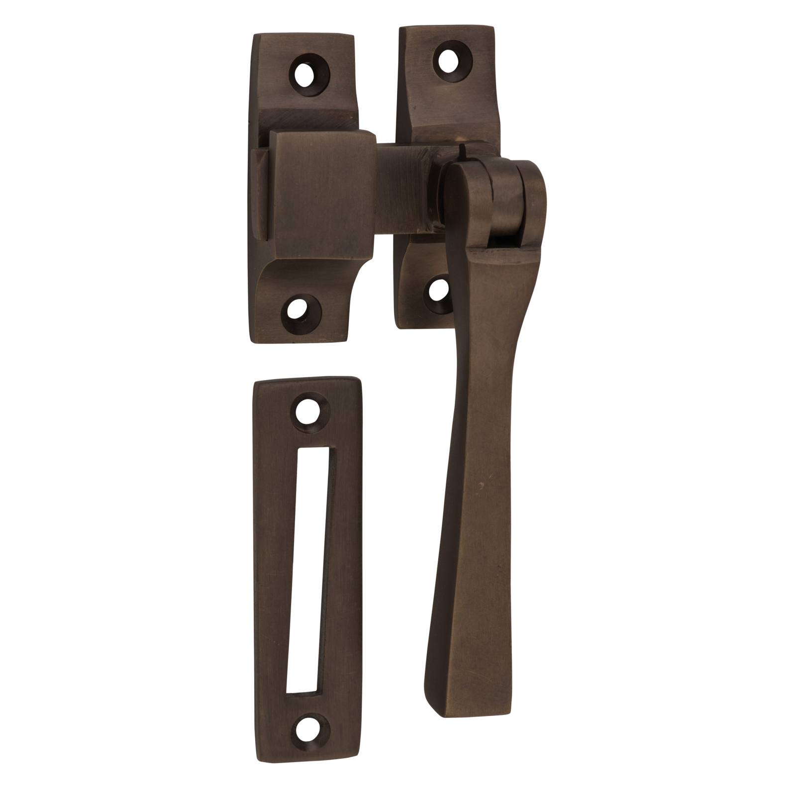 Square Casement Fastener, Antique Brass