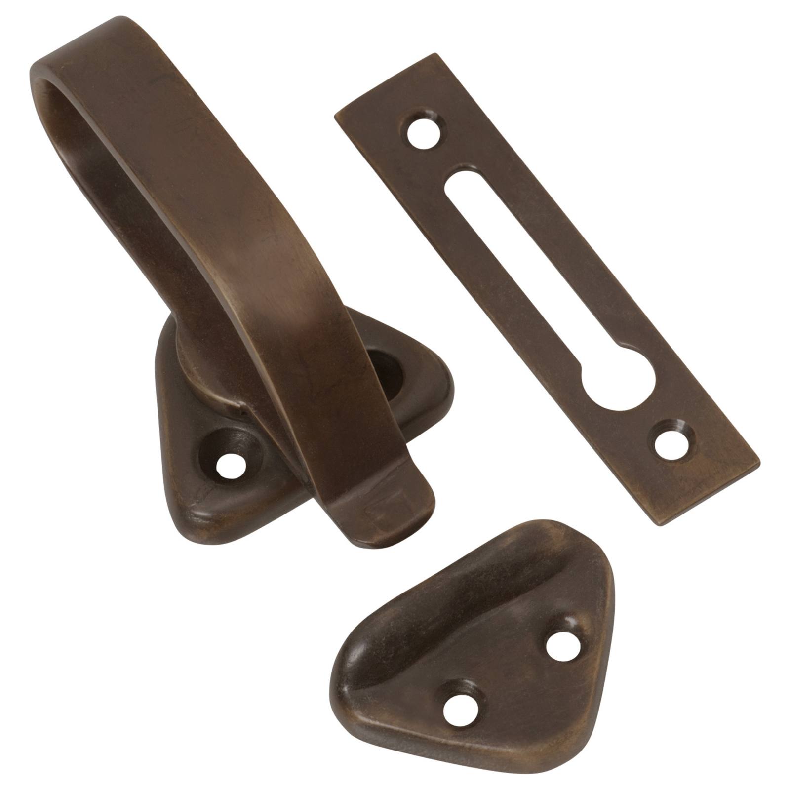 Hopper Window Catch, Antique Brass