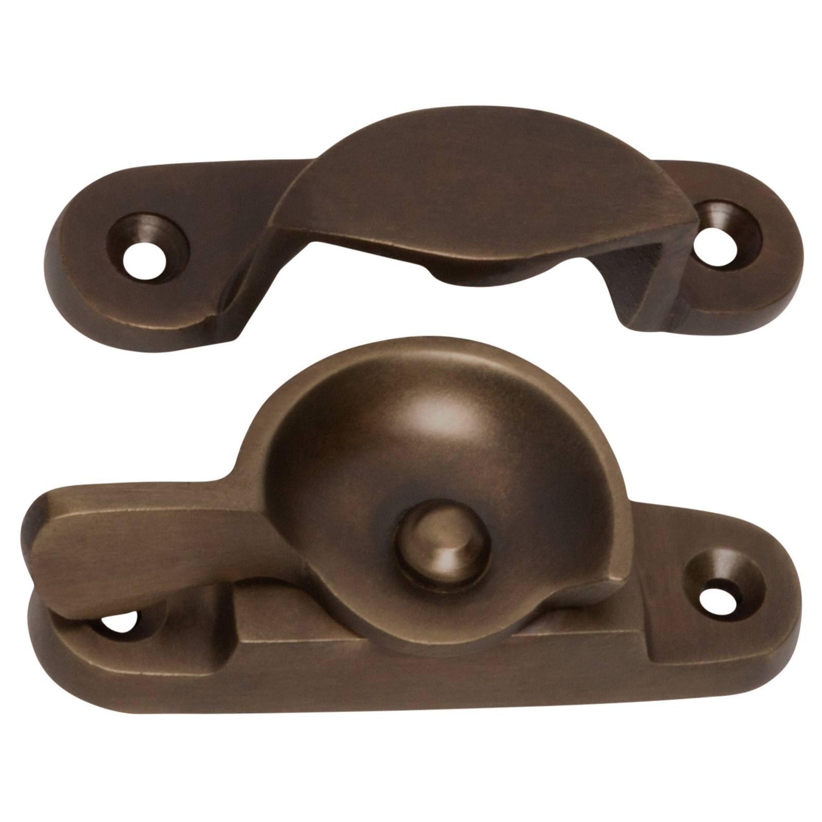 Basic Sash Fastener, Antique Brass