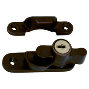 Rounded Key Locking Sash Fastener, Antique Brass