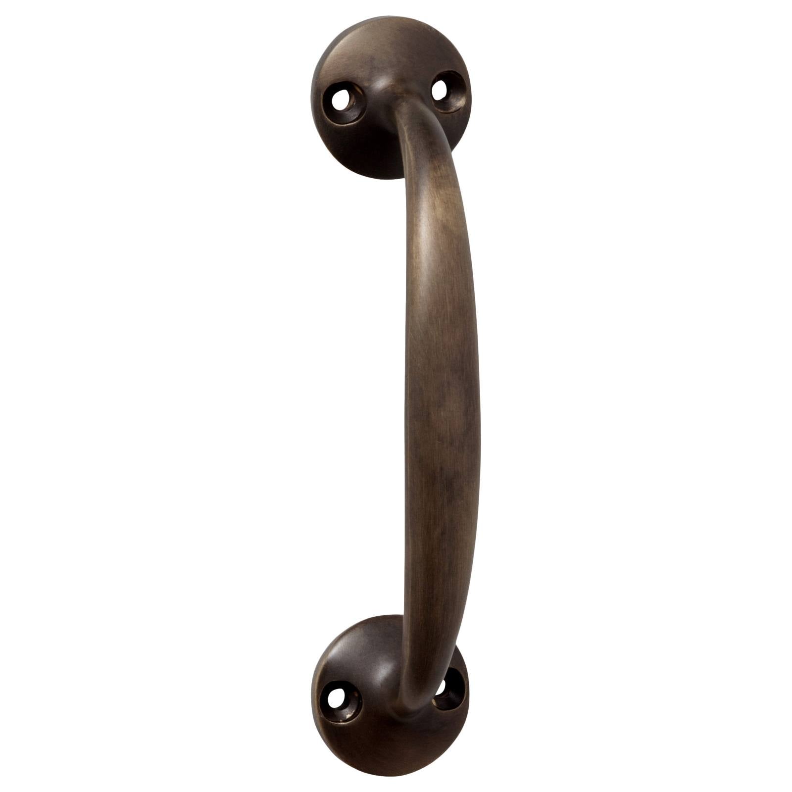 12.5cm D-Pull Handle w/Round Bases, Antique Brass