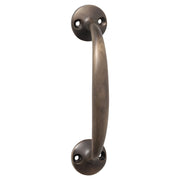 15cm D-Pull Handle w/Round Bases, Antique Brass
